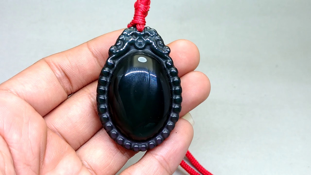 Pendant Kalung Batu Akik Mata Dewa Carved Asli Kode 1417 Wahyu Mulia