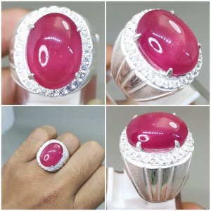 Natural Batu Ruby Pink Merah Muda Ring Perak Asli Kode Original