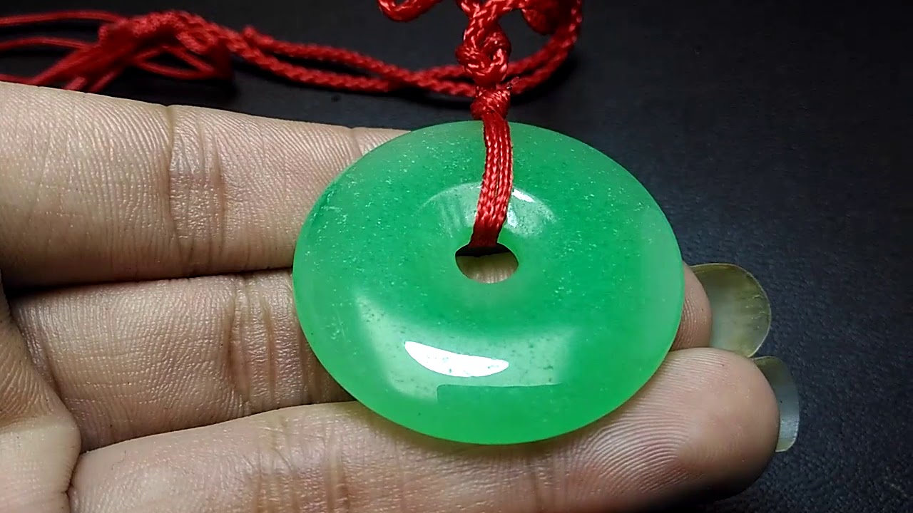  Kalung  Batu Giok Jade Hijau Bulat Asli kode 676 Wahyu 