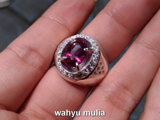 batu cincin garnet ungu pink color change asli dijual