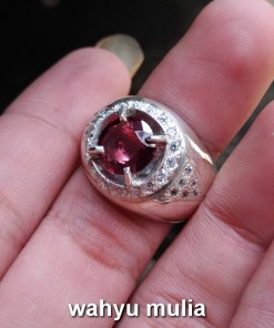gambar cincin batu permata merah garnet natural asli