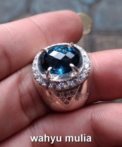 batu cincin london blue topas asli