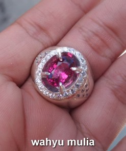 batu cincin permata pink garnet asli dijual