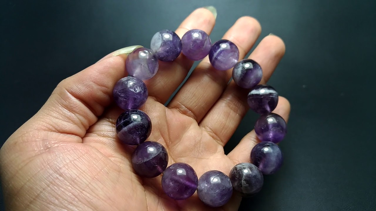 Gelang Kecubung Ungu Amethyst Kalimantan 14 mm Asli (kode 
