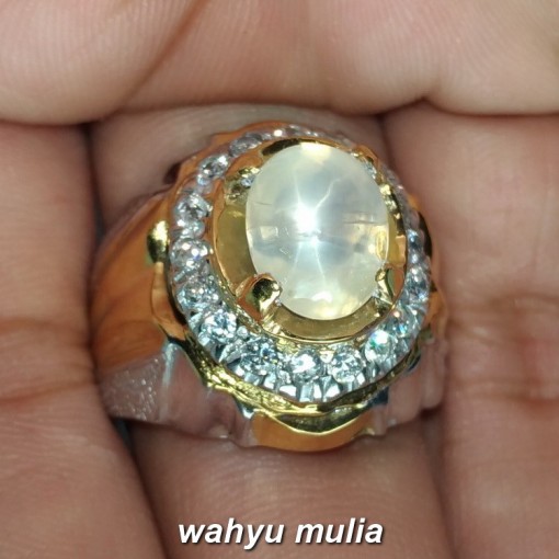 jual batu cincin permata white silky milky star safir ceylon natural