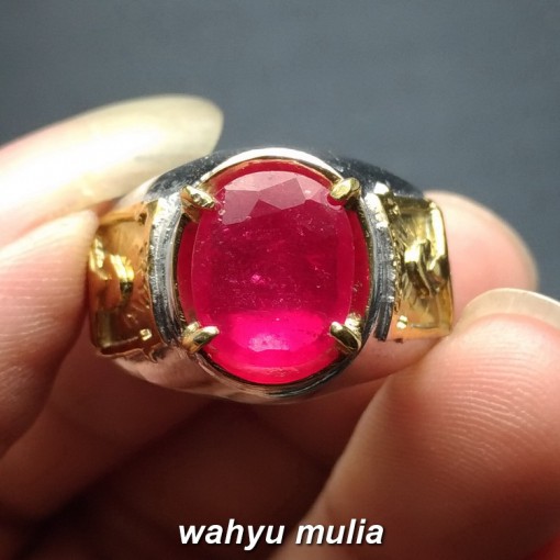 jual batu cincin ruby warna merah delima asli bersertifikat