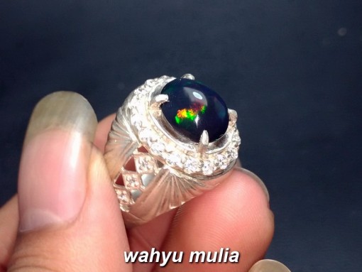 jual cincin batu akik black opal kalimaya harga murah