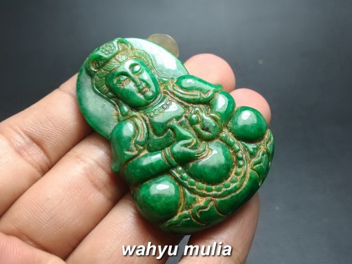 jual liontin batu giok hijau jadeit jade kuno bentuk dewi kwan im natural harga murah
