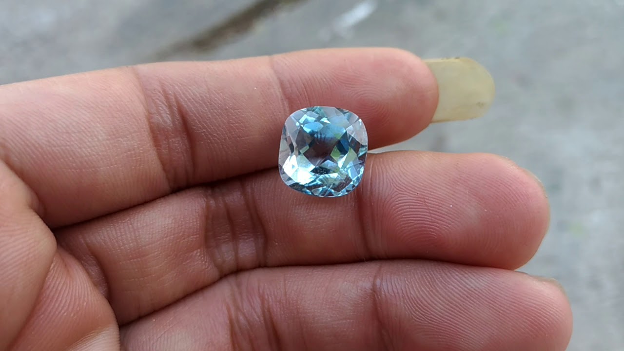 Batu Permata Blue Topaz Kotak asli 10 ct (kode:811 