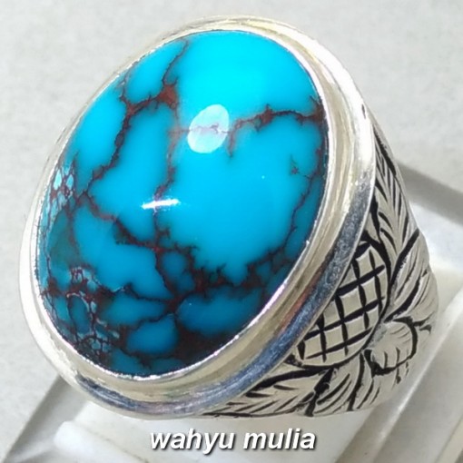 batu cincin akik Phirus persia biru porselen urat merah asli bagus harga murah_1