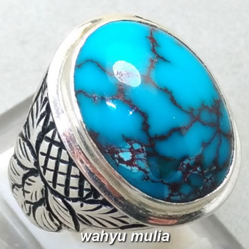 batu cincin akik Phirus persia biru porselen urat merah asli bagus harga murah_2