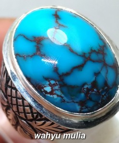 batu cincin akik Phirus persia biru porselen urat merah asli bagus harga murah_6