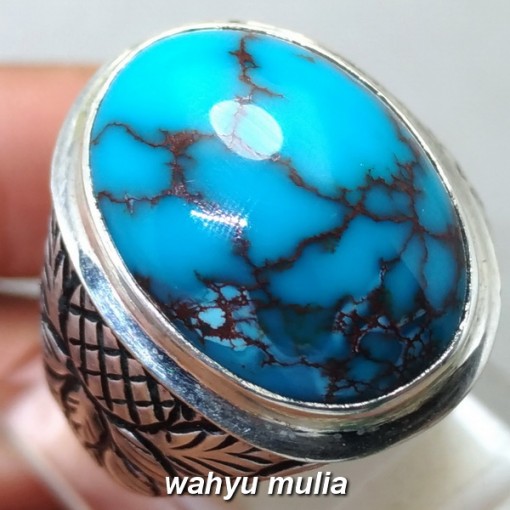 batu cincin akik Phirus persia biru porselen urat merah asli bagus harga murah_6