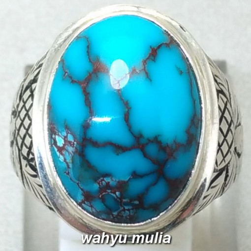 batu cincin akik Phirus persia biru porselen urat merah asli bagus harga murah_7