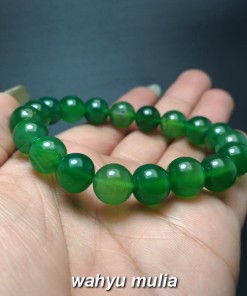 jual gelang batu green chalcedony asli warna hijau tua muda