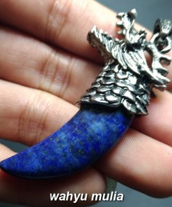 jual liontin batu lapis lazuli biru bentuk taring asli_1