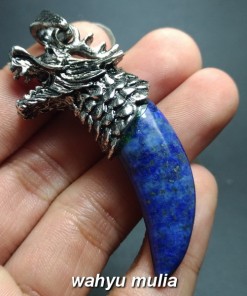 jual liontin batu lapis lazuli biru bentuk taring asli_2