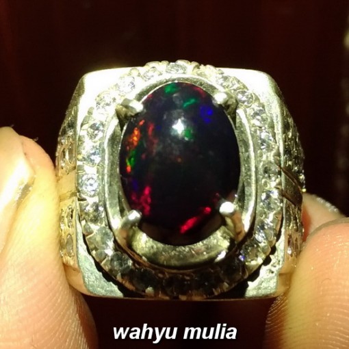 batu cincin black opal banten jarong full merah hijau biru pelangi disko asli_8