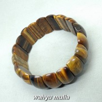  Gelang  Batu Akik Tiger Eye Biduri Sepah Pipih Asli Kode 