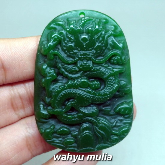 kalung Batu Giok hijau ukir naga Asli Kode 1006 Wahyu 