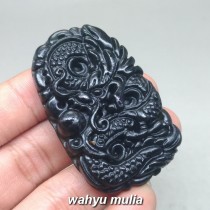 liontin Batu  giok black jade  bentuk naga  Asli Kode 1009 