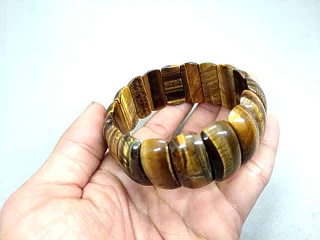 Gelang Batu Akik Tiger Eye Biduri Sepah Pipih Asli (Kode