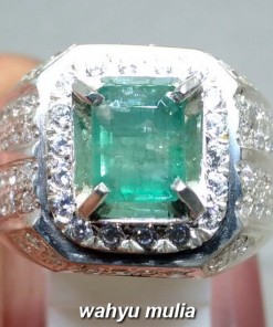 Cincin Batu Permata Emerald Beryl Zamrud kolombia bentuk Kotak Asli_4