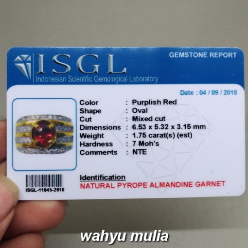 Cincin Batu Permata Natural Pyrope Almandine Garnet Ceylon srilangka asli Bersertifikat _5
