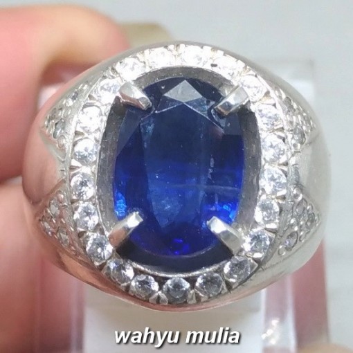 Cincin Batu Permata Royal Blue Kyanite Safir Australi Asli bagus harga murah_4