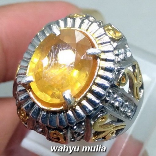 Cincin Batu Permata Yellow Safir Yakut asli natural bagus harga murah khasiat alami_1