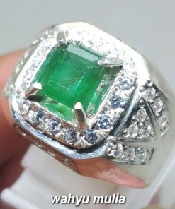 Cincin Batu Permata hijau emerald beryl zamrud bentuk Kotak asli natural_1