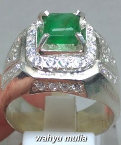 Cincin Batu Permata hijau emerald beryl zamrud bentuk Kotak asli natural_4