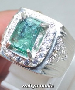 Cincin Batu Zamrud Kotak Emerald Beryl Colombia asli_1