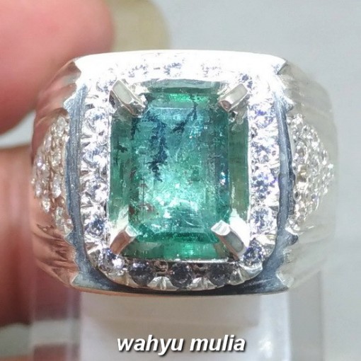 Cincin Batu Zamrud Kotak Emerald Beryl Colombia asli_4