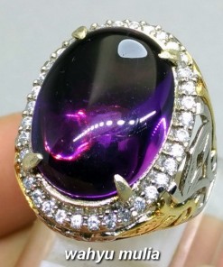 cincin batu akik kecubung ungu kalimantan asli bersertifikat bagus hq perak ametis _1
