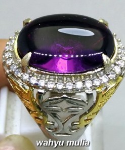 cincin batu akik kecubung ungu kalimantan asli bersertifikat bagus hq perak ametis _4