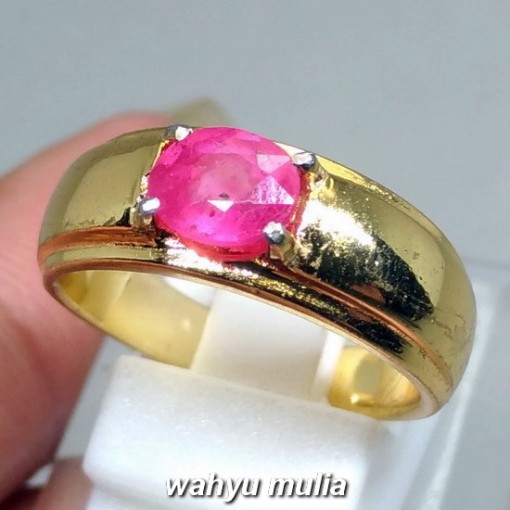Batu Cincin Cewek Pink Ruby asli model cincin wanita nikah tunangan_1