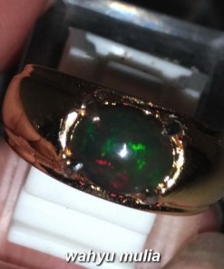 Cincin Batu Akik Black Opal Kalimaya Hitam asli model cincin cewek wanitah nikah tunangan_1