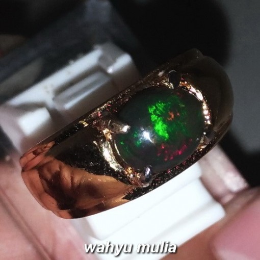 Cincin Batu Akik Black Opal Kalimaya Hitam asli model cincin cewek wanitah nikah tunangan_2