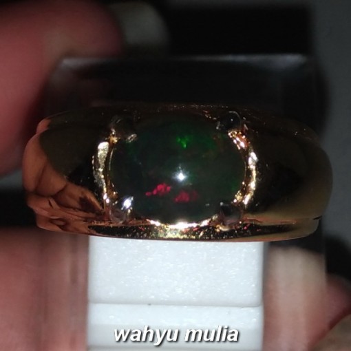 Cincin Batu Akik Black Opal Kalimaya Hitam asli model cincin cewek wanitah nikah tunangan_3