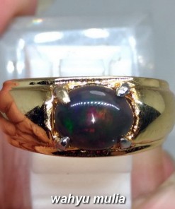Cincin Batu Akik Black Opal Kalimaya Hitam asli model cincin cewek wanitah nikah tunangan_4