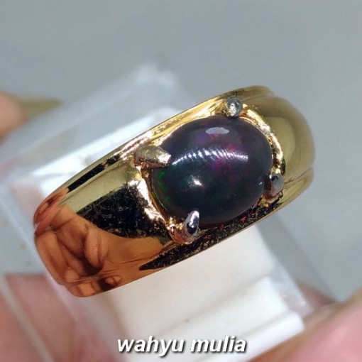 Cincin Batu Akik Black Opal Kalimaya Hitam asli model cincin cewek wanitah nikah tunangan_5