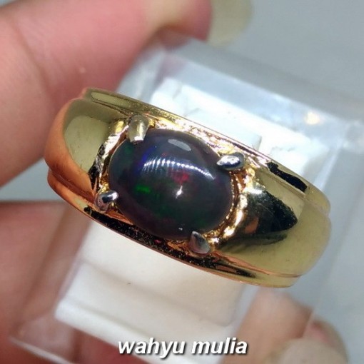 Cincin Batu Akik Black Opal Kalimaya Hitam asli model cincin cewek wanitah nikah tunangan_6