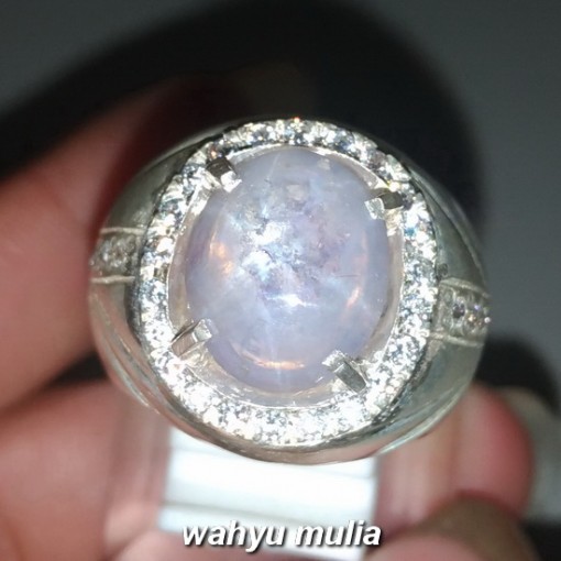 Cincin Batu Permata White Safir Star Ceylon Srilangka asli natural bersertifikat_1