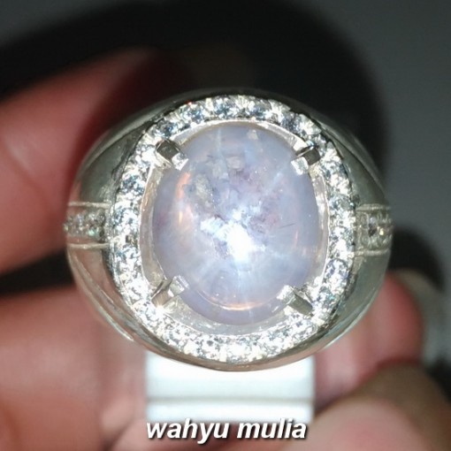 Cincin Batu Permata White Safir Star Ceylon Srilangka asli natural bersertifikat_3