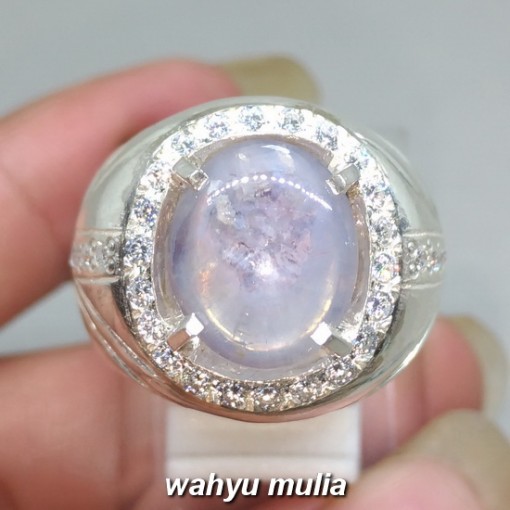 Cincin Batu Permata White Safir Star Ceylon Srilangka asli natural bersertifikat_4
