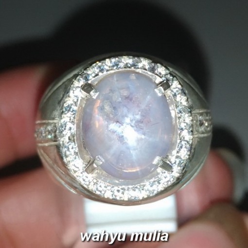Cincin Batu Permata White Safir Star Ceylon Srilangka asli natural bersertifikat_7