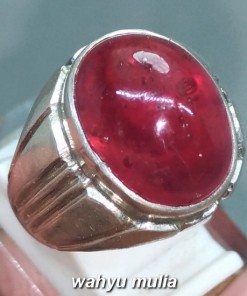 Batu Cincin Permata Merah Delima Red Ruby Pigeon Blood asli natural harga khasiat ciri gambar_2