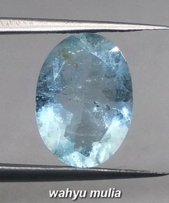Batu Permata natural Aquamarine Beryl Biru asli putih khasiat harga asal gambar foto_3