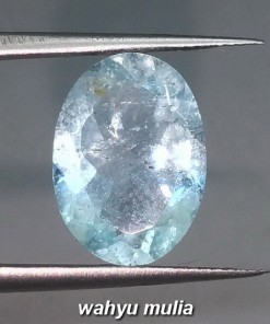 Batu Permata natural Aquamarine Beryl Biru asli putih khasiat harga asal gambar foto_6